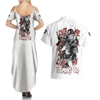 Love Me Like My Demons Do Skull Couples Matching Summer Maxi Dress and Hawaiian Shirt - Wonder Print Shop