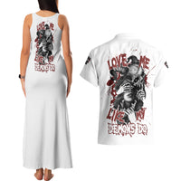 Love Me Like My Demons Do Skull Couples Matching Tank Maxi Dress and Hawaiian Shirt - Wonder Print Shop