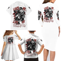 Love Me Like My Demons Do Skull Family Matching Long Sleeve Bodycon Dress and Hawaiian Shirt - Wonder Print Shop