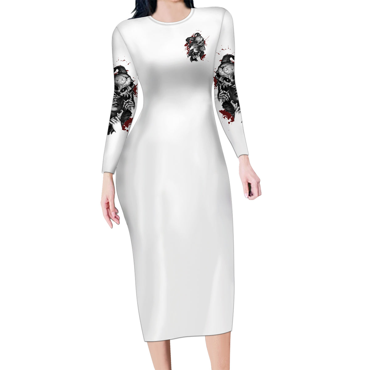 Love Me Like My Demons Do Skull Family Matching Long Sleeve Bodycon Dress and Hawaiian Shirt - Wonder Print Shop