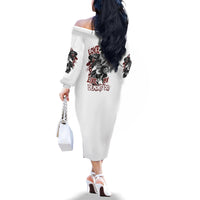 Love Me Like My Demons Do Skull Family Matching Off Shoulder Long Sleeve Dress and Hawaiian Shirt - Wonder Print Shop