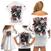 Love Me Like My Demons Do Skull Family Matching Off Shoulder Short Dress and Hawaiian Shirt - Wonder Print Shop