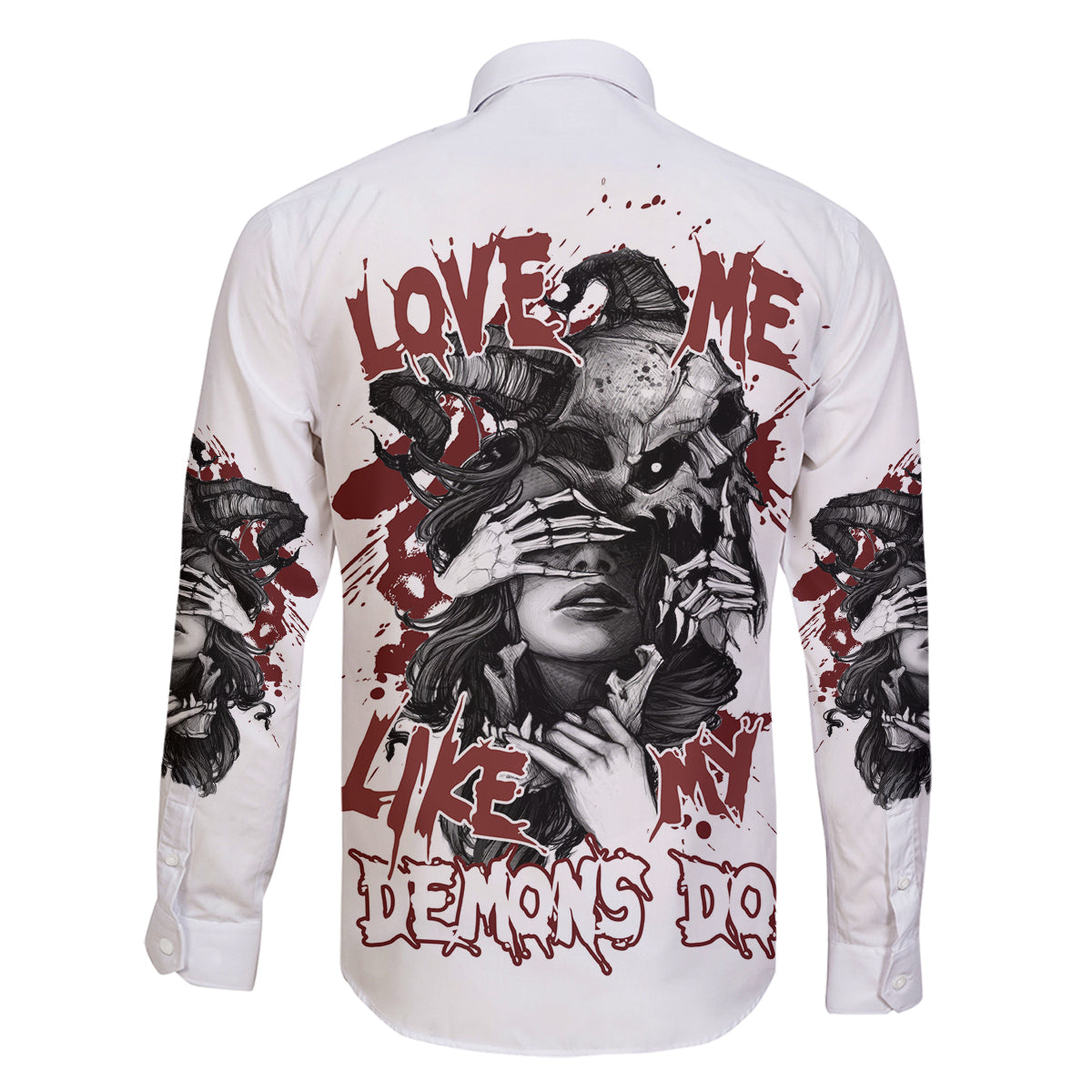 Love Me Like My Demons Do Skull Family Matching Off Shoulder Short Dress and Hawaiian Shirt - Wonder Print Shop