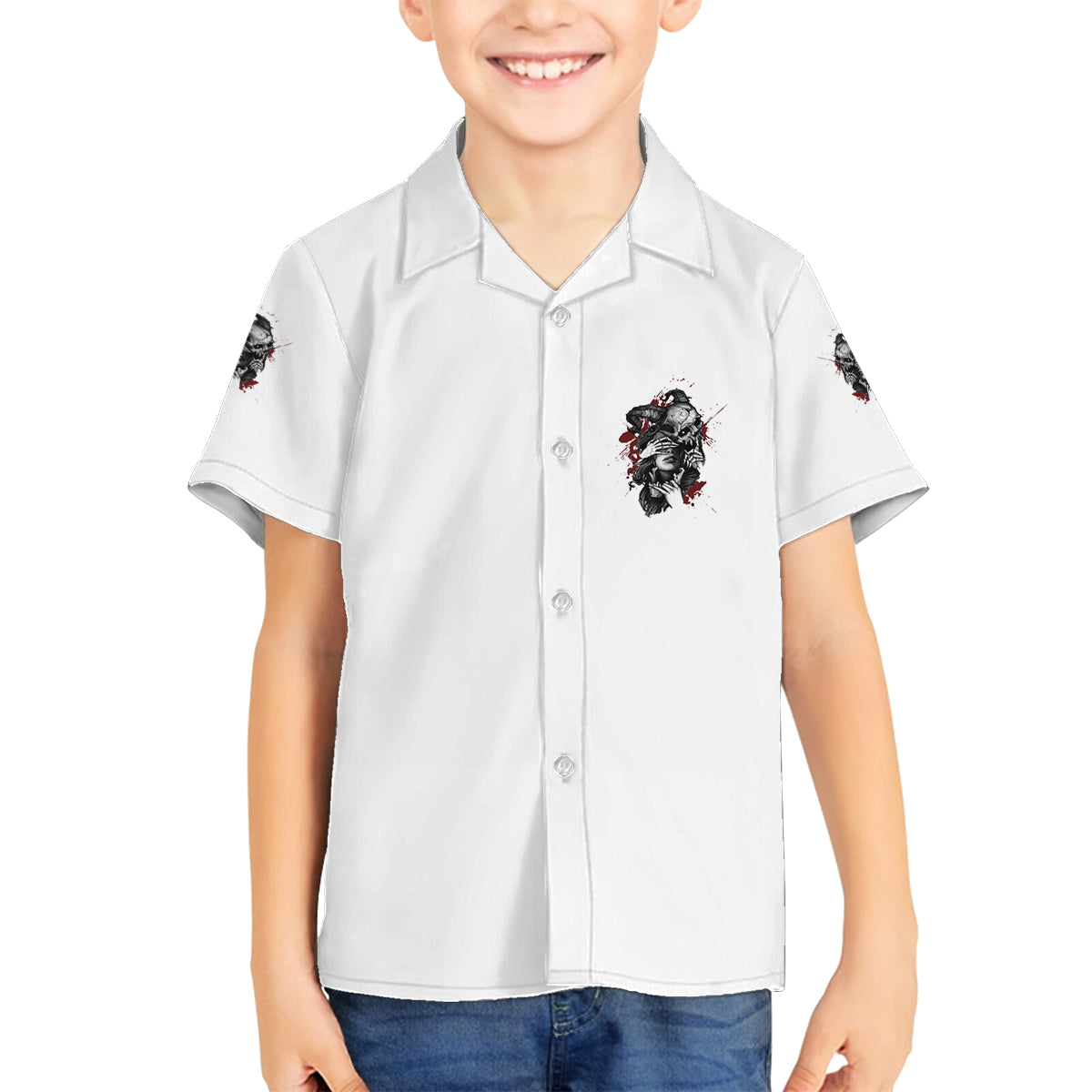 Love Me Like My Demons Do Skull Family Matching Puletasi Dress and Hawaiian Shirt - Wonder Print Shop