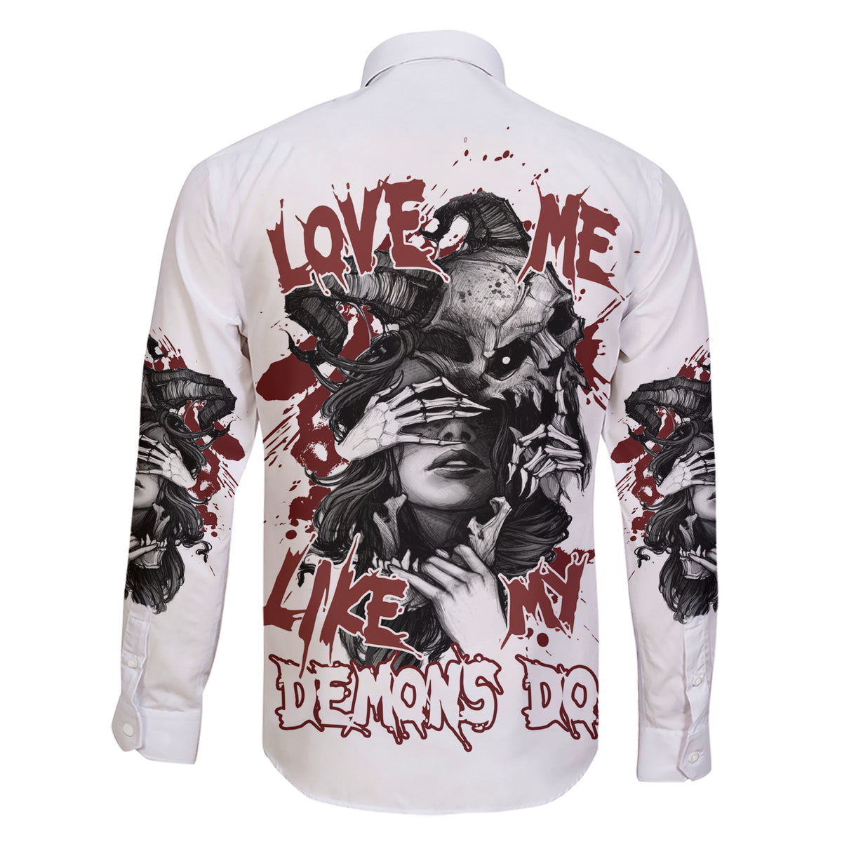 Love Me Like My Demons Do Skull Family Matching Short Sleeve Bodycon Dress and Hawaiian Shirt - Wonder Print Shop