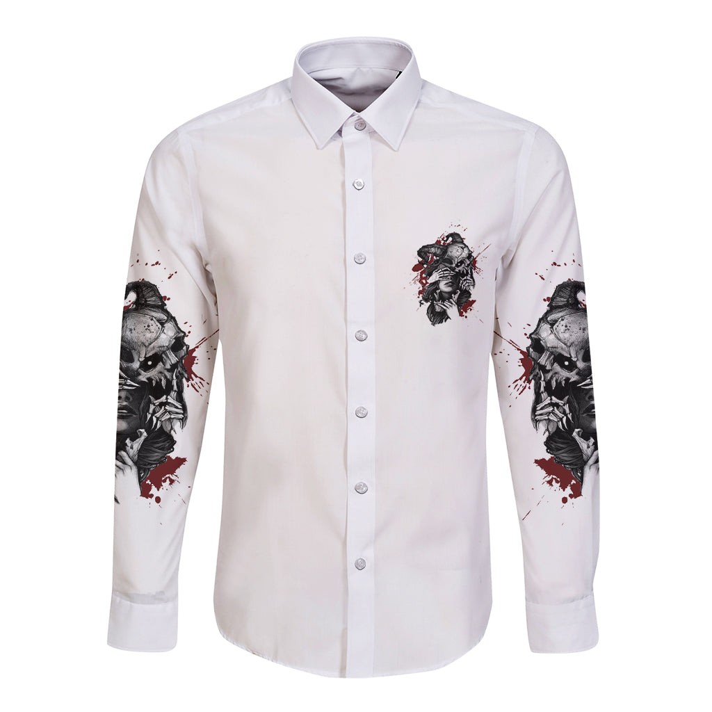 Love Me Like My Demons Do Skull Long Sleeve Button Shirt - Wonder Print Shop