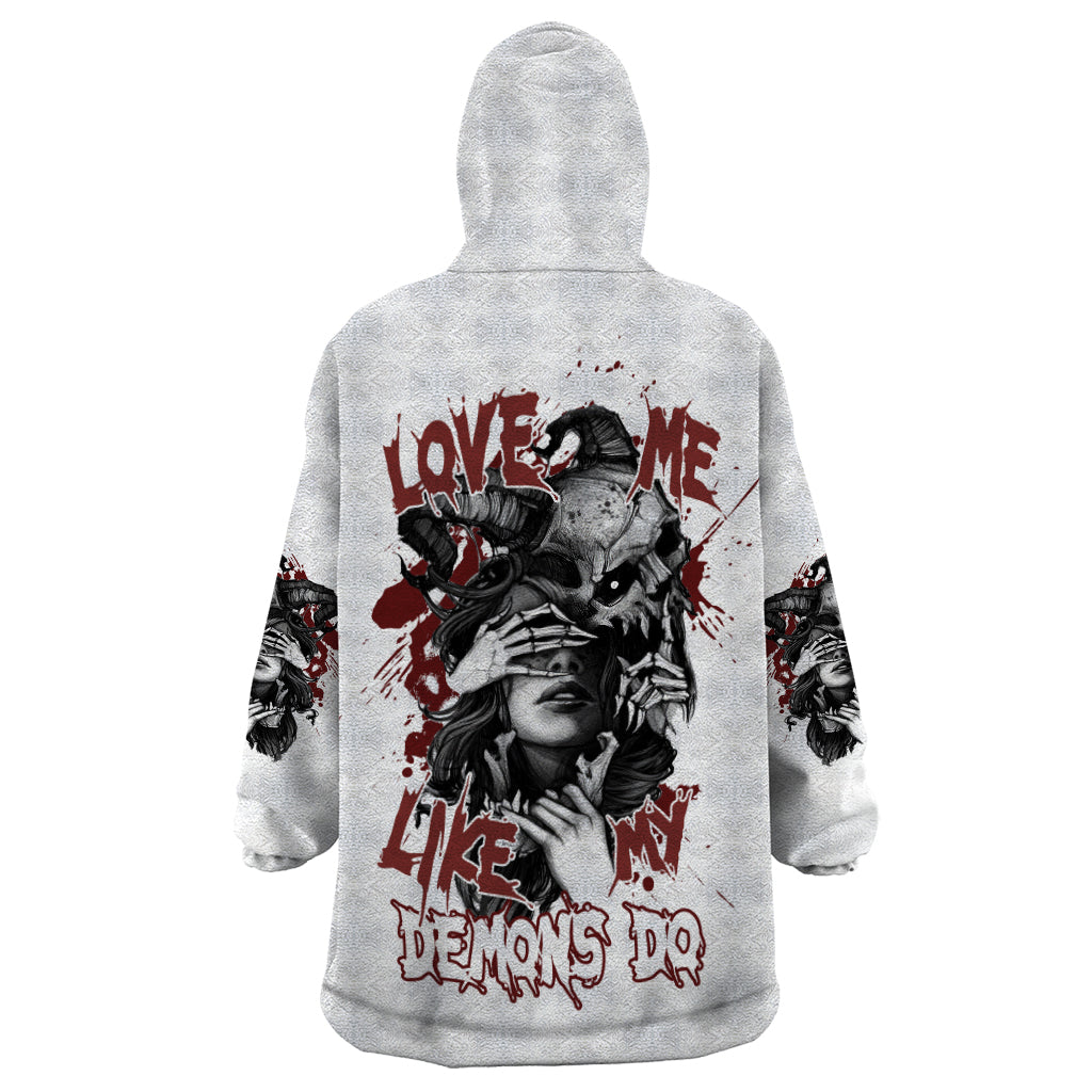 Love Me Like My Demons Do Skull Wearable Blanket Hoodie - Wonder Print Shop