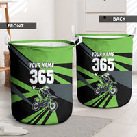 Custom Green Extreme Motocross Laundry Basket Dirt Bike Rider Design - Wonder Print Shop