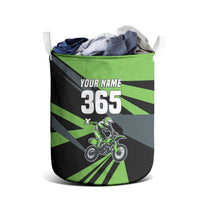 Custom Green Extreme Motocross Laundry Basket Dirt Bike Rider Design - Wonder Print Shop
