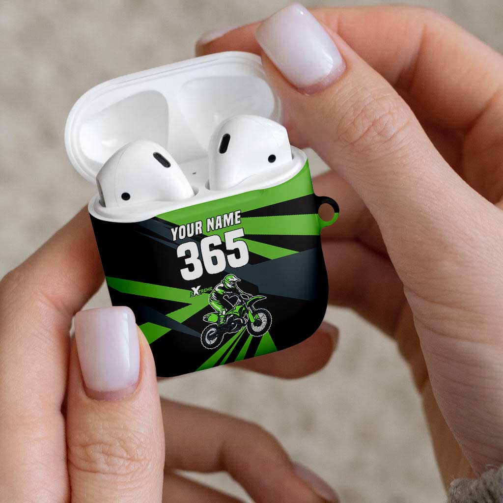 Custom Green Extreme Motocross AirPods Case Dirt Bike Rider Design - Wonder Print Shop