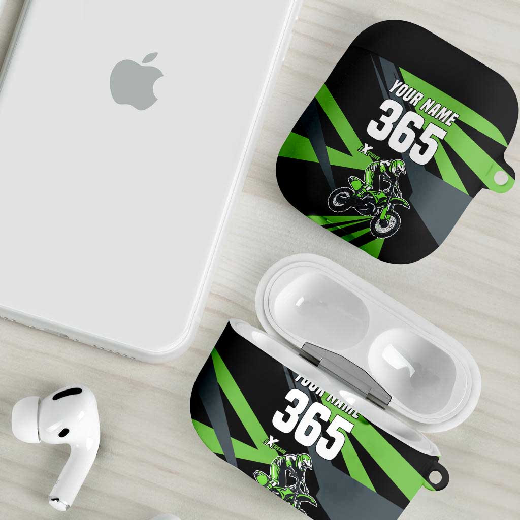 Custom Green Extreme Motocross AirPods Case Dirt Bike Rider Design - Wonder Print Shop
