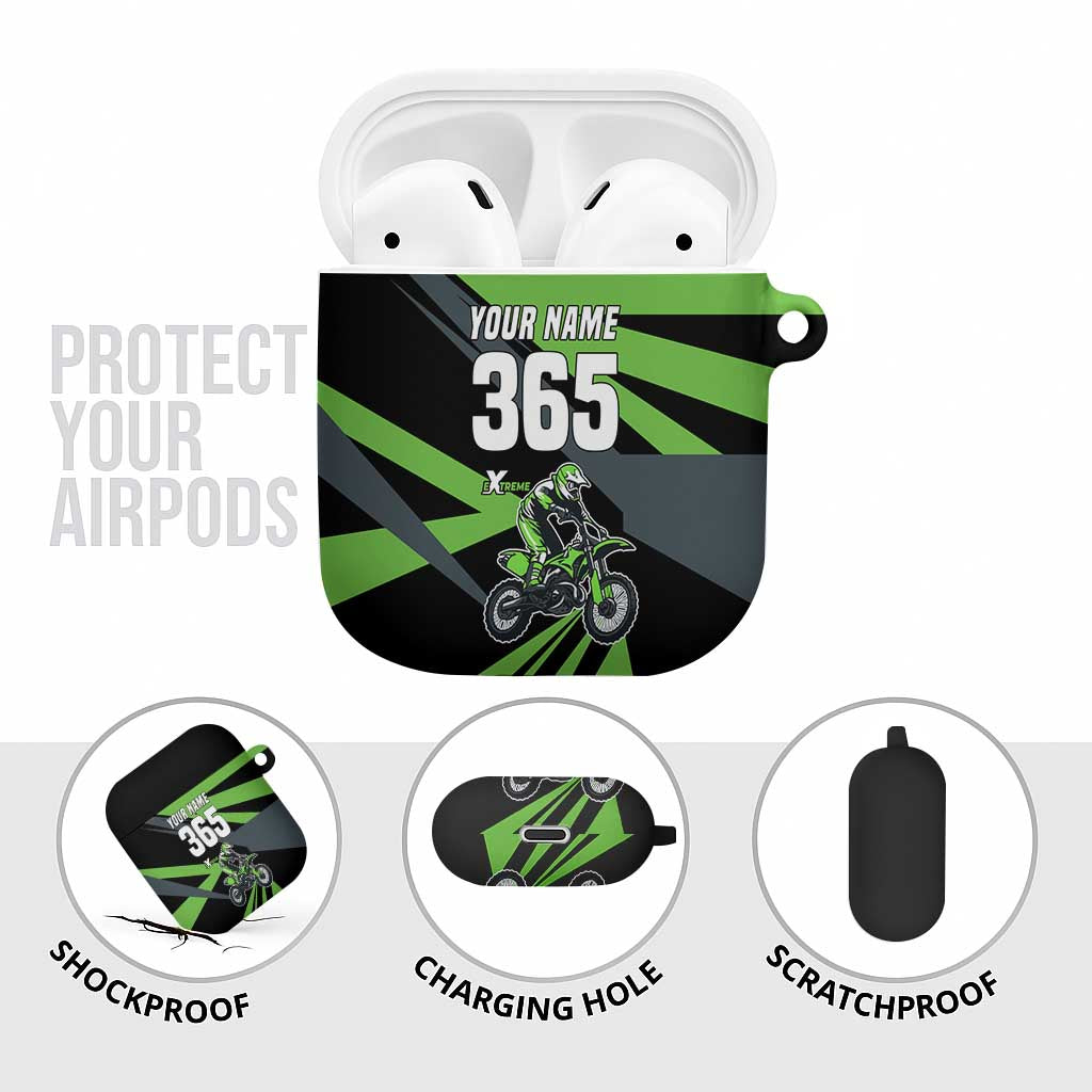 Custom Green Extreme Motocross AirPods Case Dirt Bike Rider Design - Wonder Print Shop