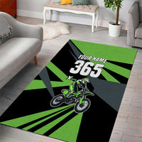Custom Green Extreme Motocross Area Rug Dirt Bike Rider Design - Wonder Print Shop