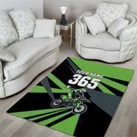 Custom Green Extreme Motocross Area Rug Dirt Bike Rider Design - Wonder Print Shop