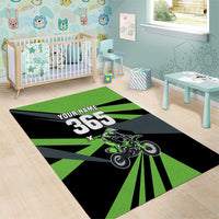 Custom Green Extreme Motocross Area Rug Dirt Bike Rider Design - Wonder Print Shop