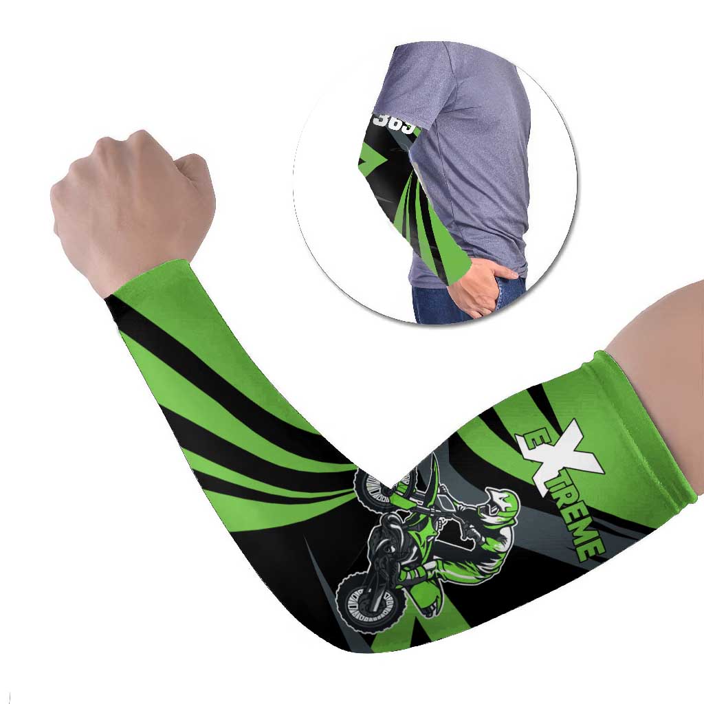 Custom Green Extreme Motocross Arm Sleeves Dirt Bike Rider Design - Wonder Print Shop