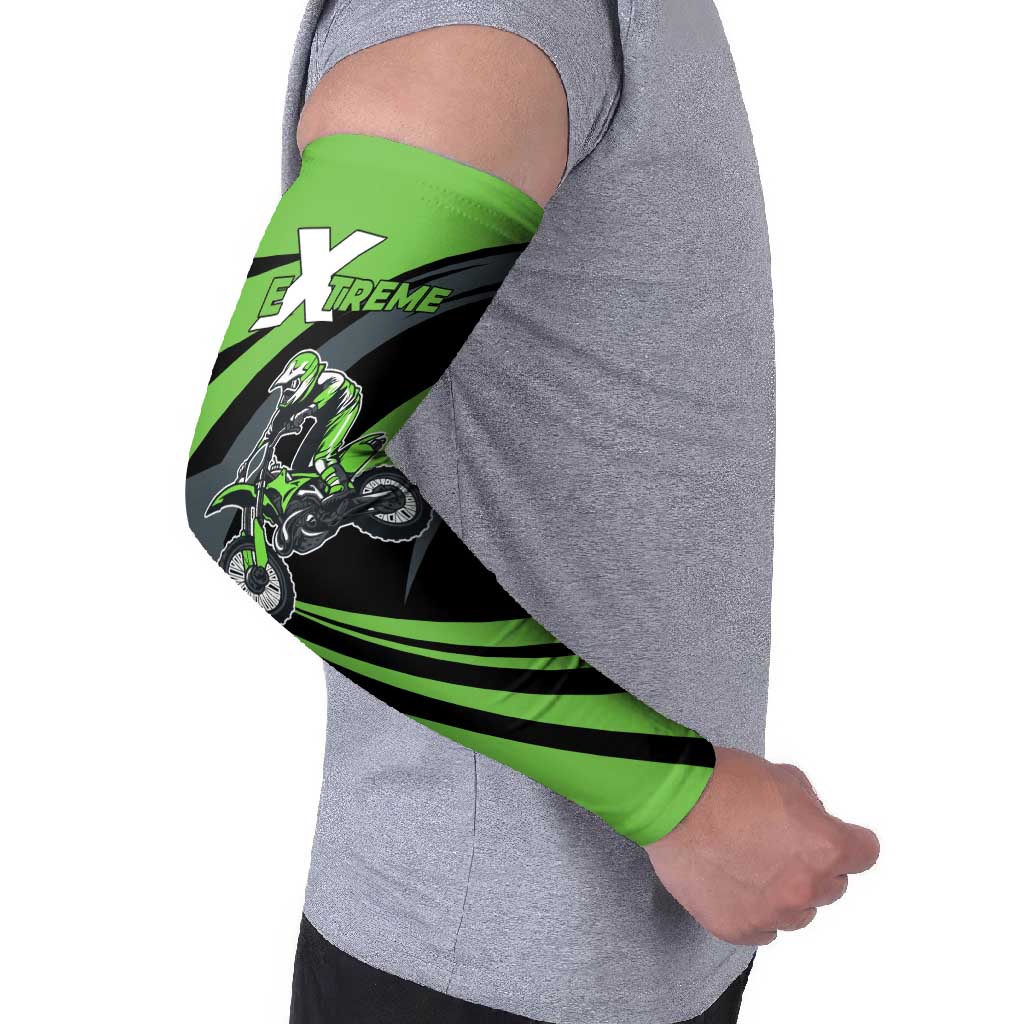 Custom Green Extreme Motocross Arm Sleeves Dirt Bike Rider Design - Wonder Print Shop