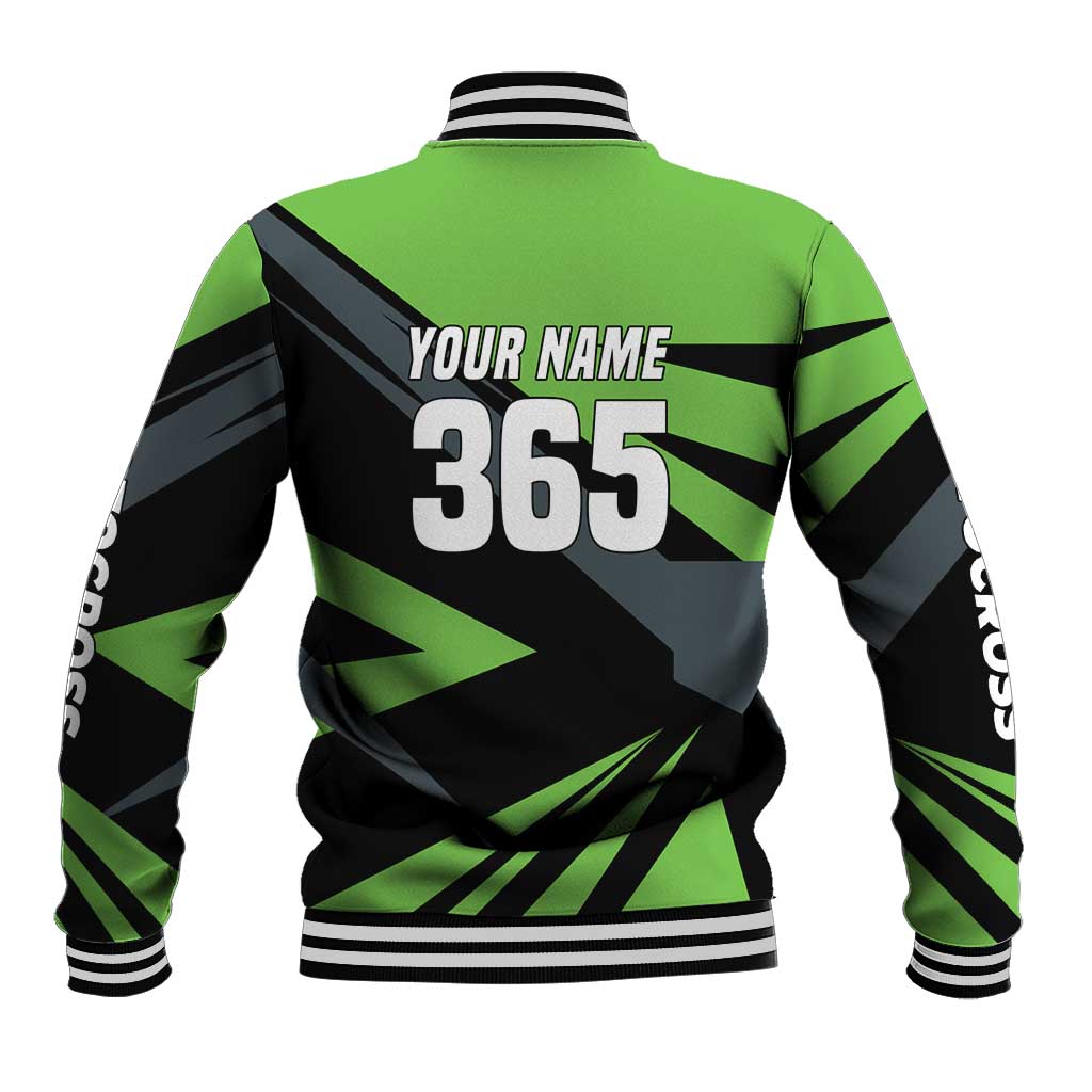 Custom Green Extreme Motocross Baseball Jacket Dirt Bike Rider Design - Wonder Print Shop