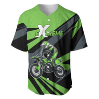 Custom Green Extreme Motocross Baseball Jersey Dirt Bike Rider Design - Wonder Print Shop
