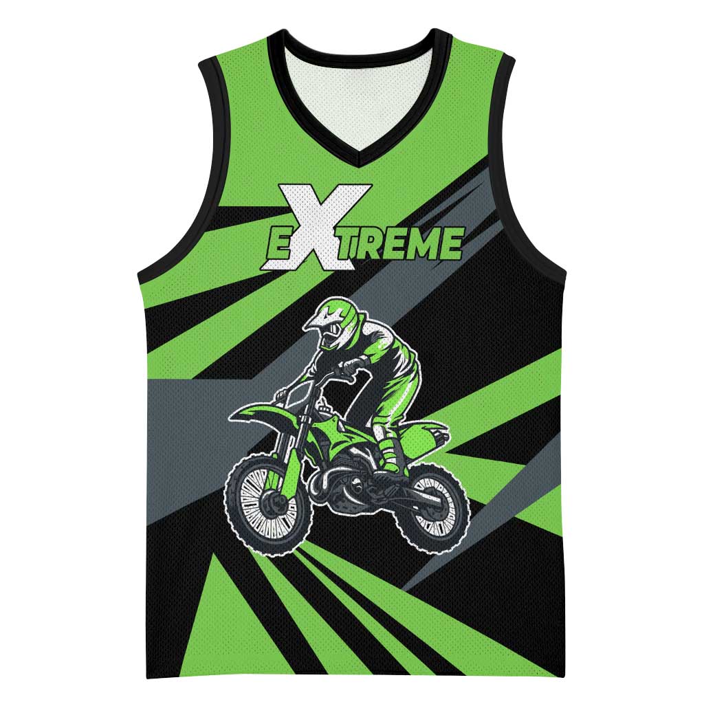 Custom Green Extreme Motocross Basketball Jersey Dirt Bike Rider Design - Wonder Print Shop