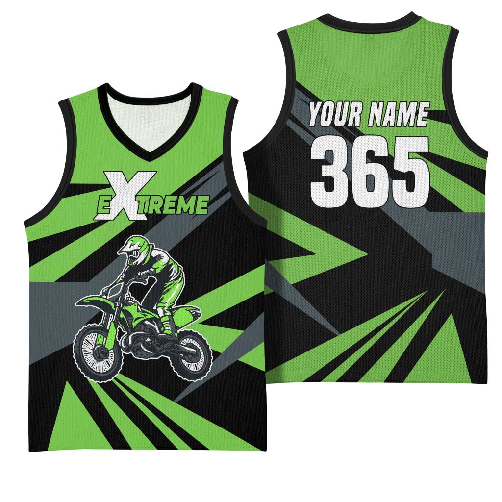Custom Green Extreme Motocross Basketball Jersey Dirt Bike Rider Design - Wonder Print Shop