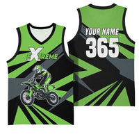 Custom Green Extreme Motocross Basketball Jersey Dirt Bike Rider Design - Wonder Print Shop