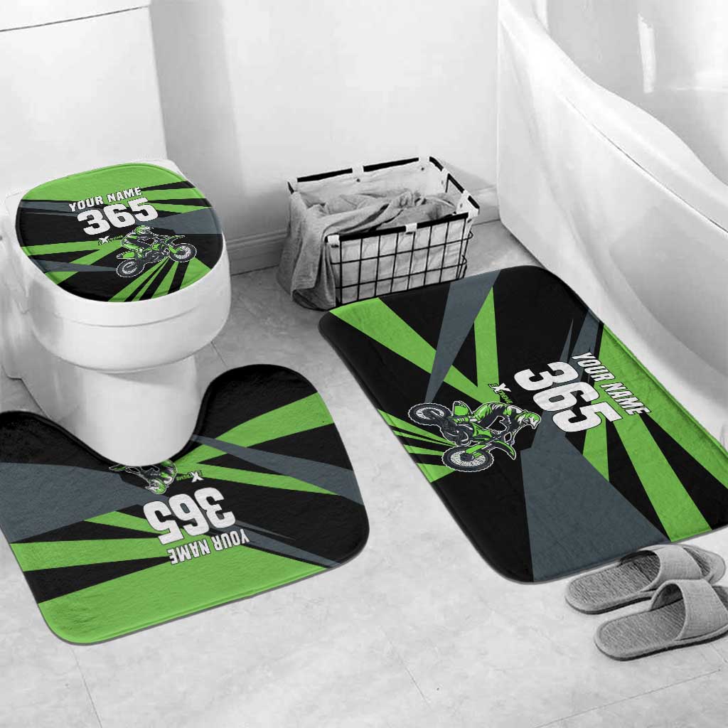 Custom Green Extreme Motocross Bathroom Set Dirt Bike Rider Design - Wonder Print Shop