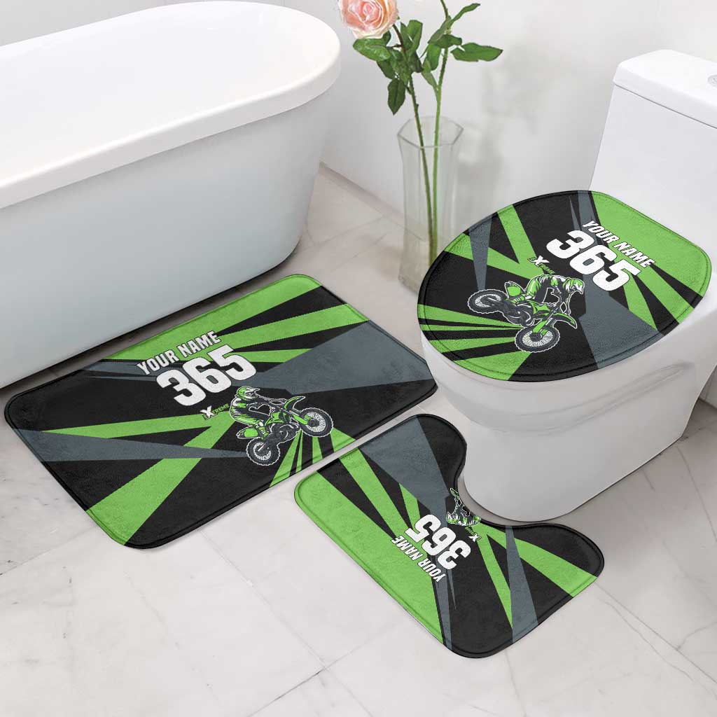 Custom Green Extreme Motocross Bathroom Set Dirt Bike Rider Design - Wonder Print Shop