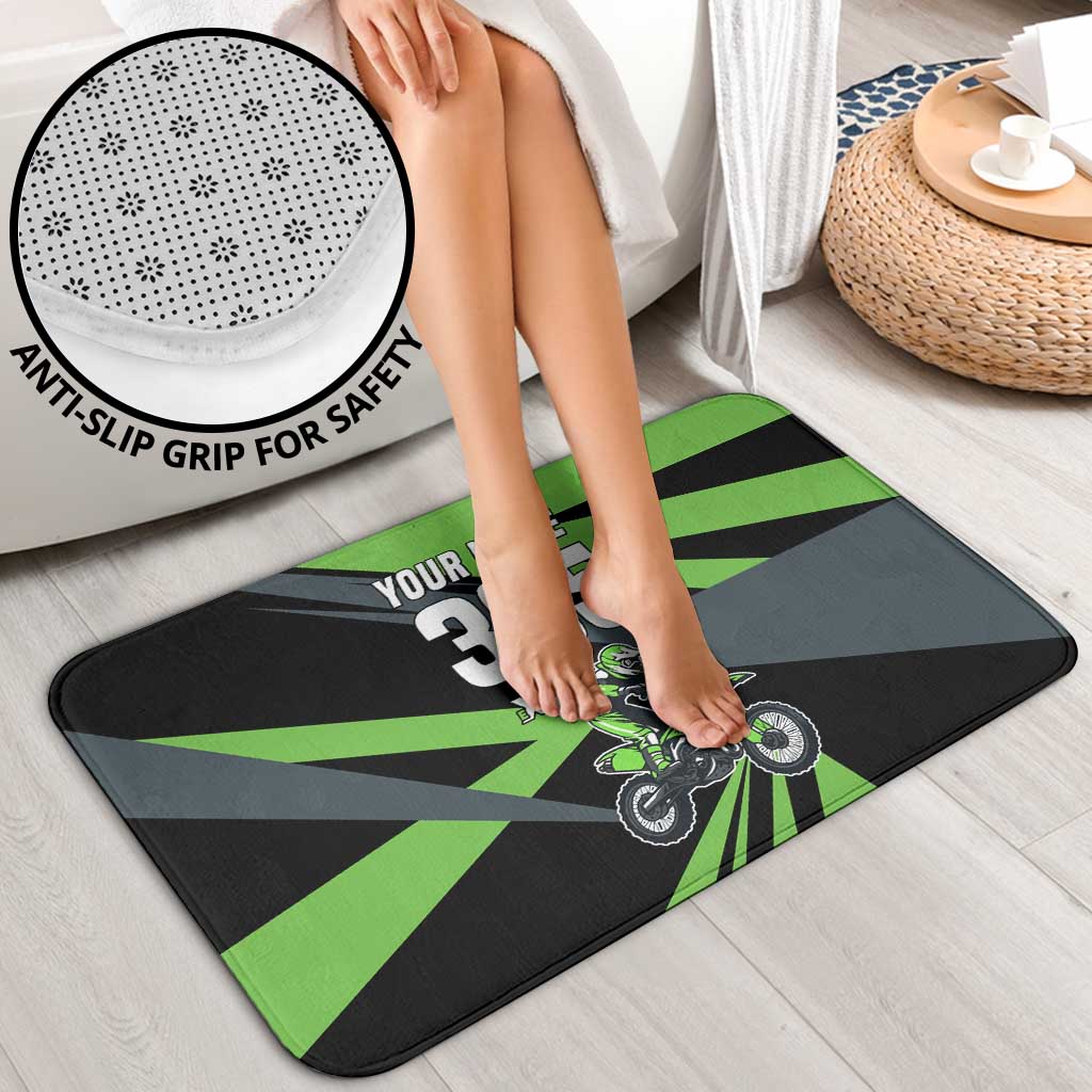Custom Green Extreme Motocross Bathroom Set Dirt Bike Rider Design - Wonder Print Shop