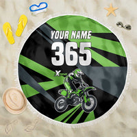 Custom Green Extreme Motocross Beach Blanket Dirt Bike Rider Design - Wonder Print Shop
