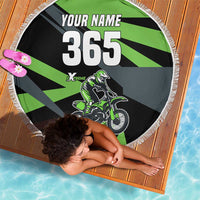 Custom Green Extreme Motocross Beach Blanket Dirt Bike Rider Design - Wonder Print Shop