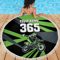 Custom Green Extreme Motocross Beach Blanket Dirt Bike Rider Design - Wonder Print Shop