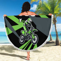 Custom Green Extreme Motocross Beach Blanket Dirt Bike Rider Design - Wonder Print Shop