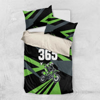 Custom Green Extreme Motocross Bedding Set Dirt Bike Rider Design - Wonder Print Shop