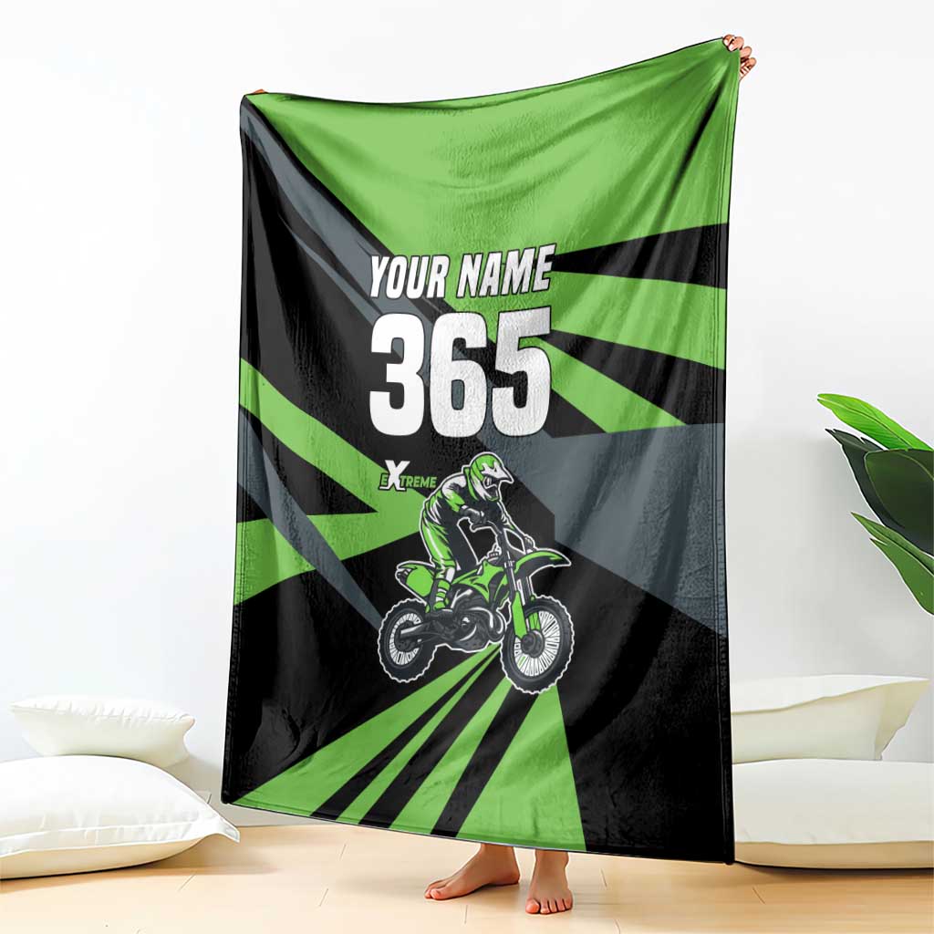 Custom Green Extreme Motocross Blanket Dirt Bike Rider Design - Wonder Print Shop