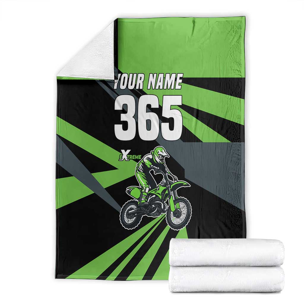 Custom Green Extreme Motocross Blanket Dirt Bike Rider Design - Wonder Print Shop