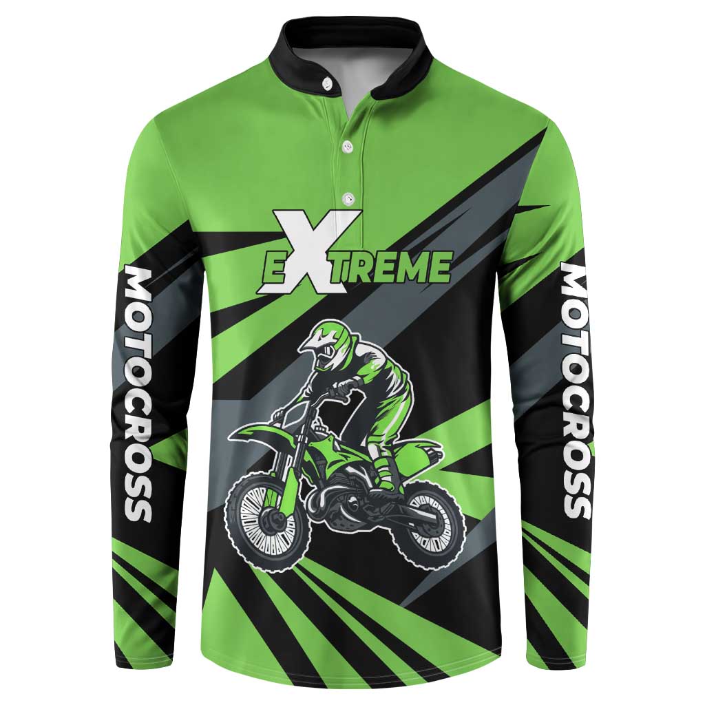 Custom Green Extreme Motocross Button Sweatshirt Dirt Bike Rider Design - Wonder Print Shop