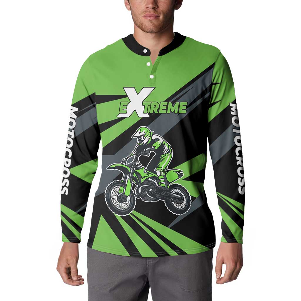 Custom Green Extreme Motocross Button Sweatshirt Dirt Bike Rider Design - Wonder Print Shop