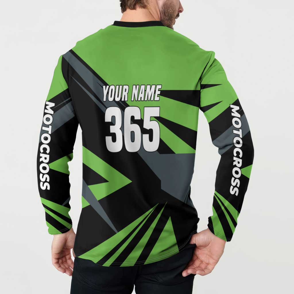 Custom Green Extreme Motocross Button Sweatshirt Dirt Bike Rider Design - Wonder Print Shop
