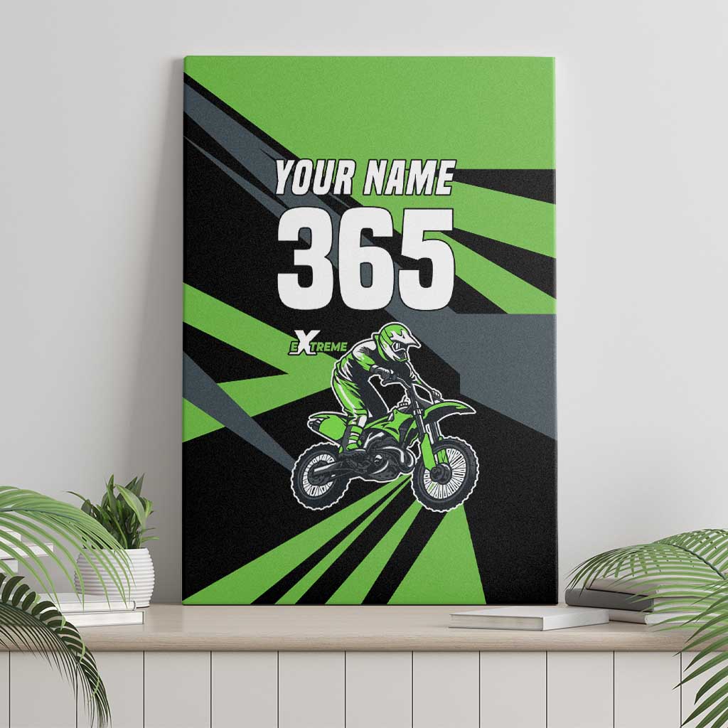 Custom Green Extreme Motocross Canvas Wall Art Dirt Bike Rider Design - Wonder Print Shop