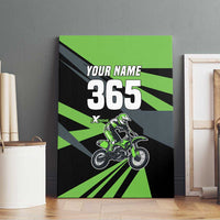 Custom Green Extreme Motocross Canvas Wall Art Dirt Bike Rider Design - Wonder Print Shop