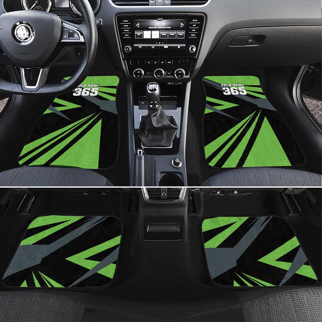 Custom Green Extreme Motocross Car Mats Dirt Bike Rider Design - Wonder Print Shop