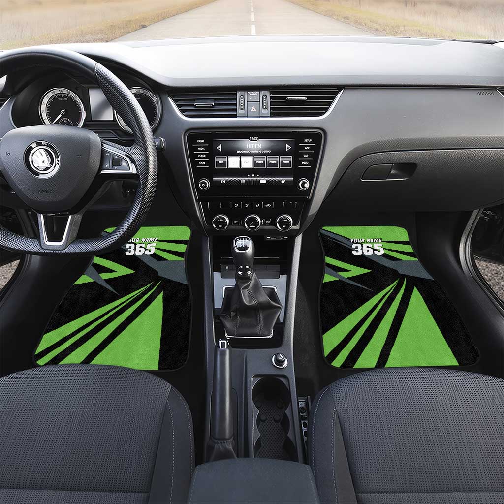 Custom Green Extreme Motocross Car Mats Dirt Bike Rider Design - Wonder Print Shop