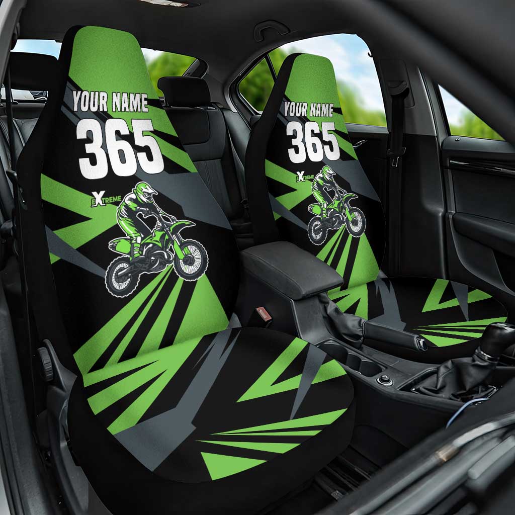 Custom Green Extreme Motocross Car Seat Cover Dirt Bike Rider Design - Wonder Print Shop