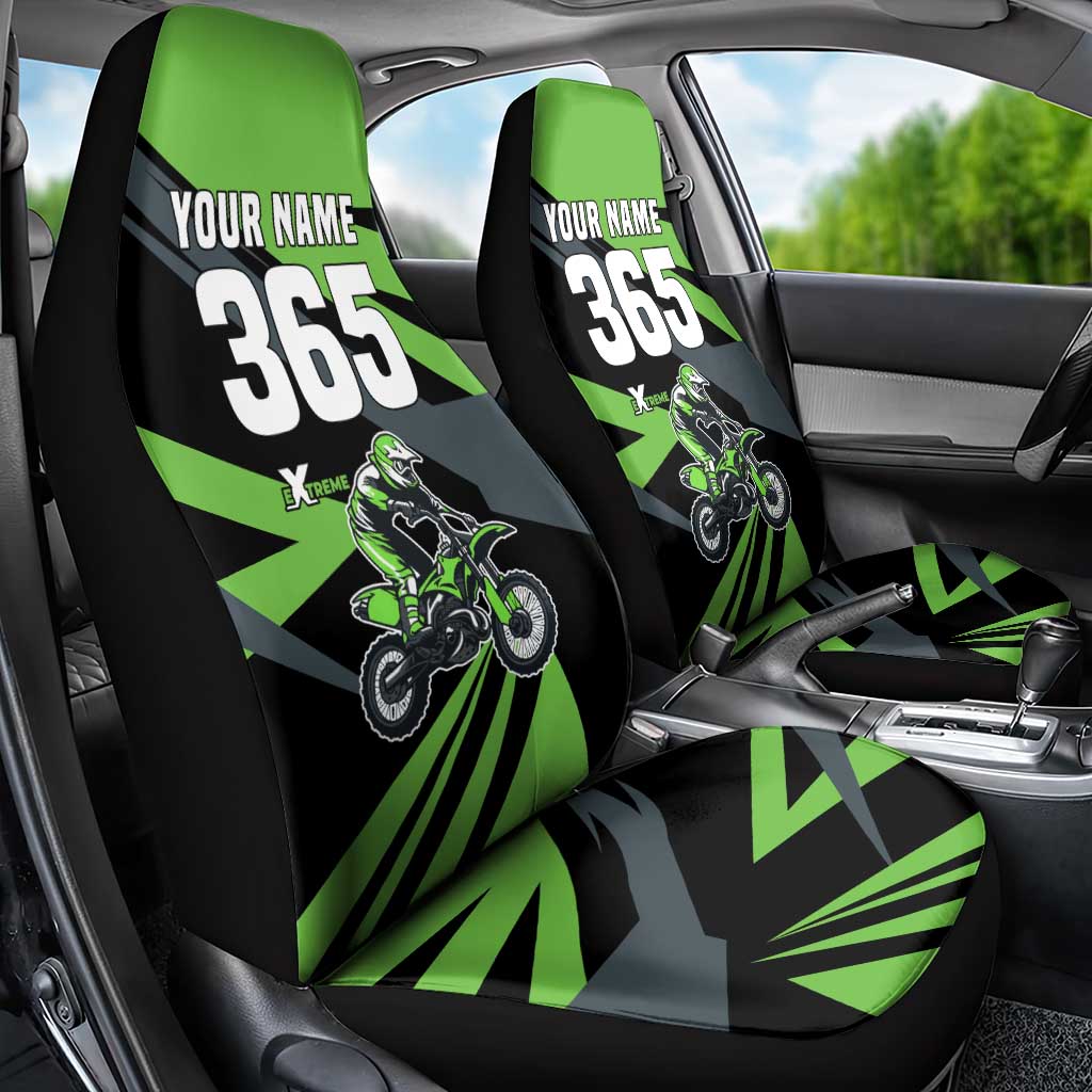 Custom Green Extreme Motocross Car Seat Cover Dirt Bike Rider Design - Wonder Print Shop