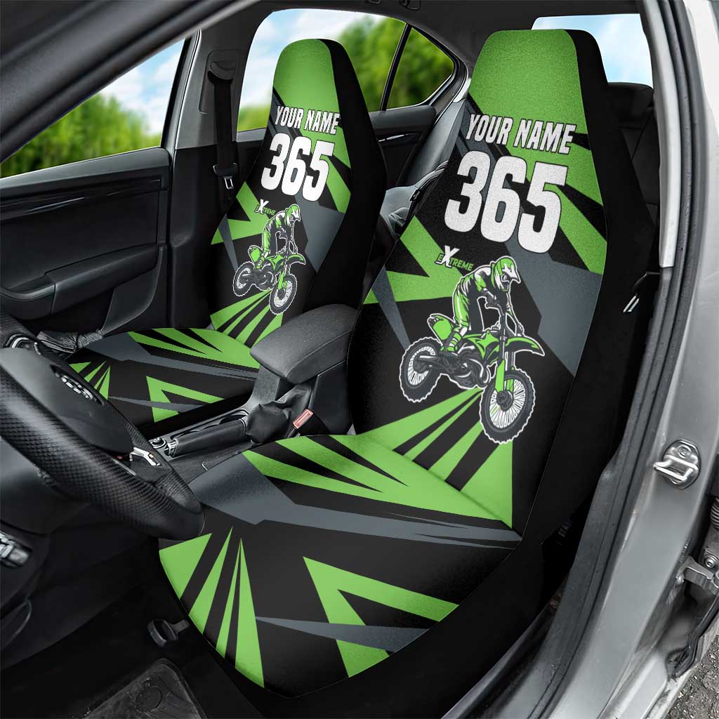 Custom Green Extreme Motocross Car Seat Cover Dirt Bike Rider Design - Wonder Print Shop