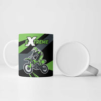 Custom Green Extreme Motocross Ceramic Mug Dirt Bike Rider Design - Wonder Print Shop