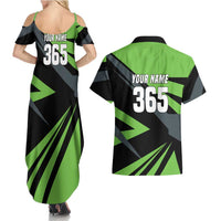 Custom Green Extreme Motocross Couples Matching Summer Maxi Dress and Hawaiian Shirt Dirt Bike Rider Design - Wonder Print Shop