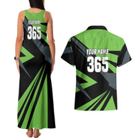 Custom Green Extreme Motocross Couples Matching Tank Maxi Dress and Hawaiian Shirt Dirt Bike Rider Design - Wonder Print Shop