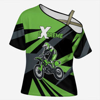 Custom Green Extreme Motocross Cross Shoulder Shirt Dirt Bike Rider Design - Wonder Print Shop